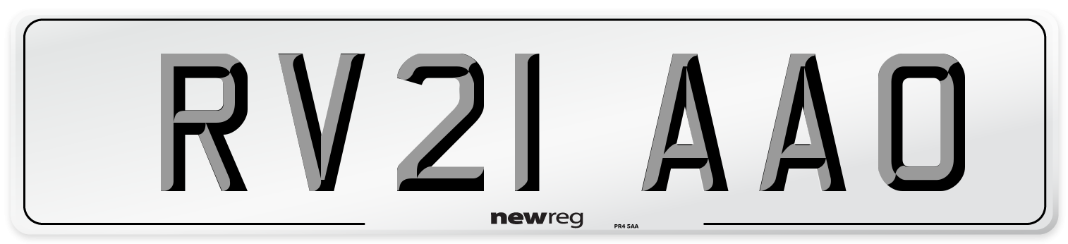 RV21 AAO Number Plate from New Reg